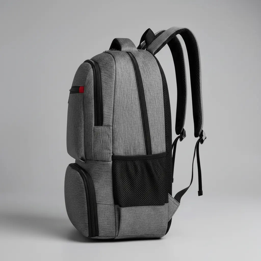 Grand sac à dos isotherme Gris foncé, vue de profil