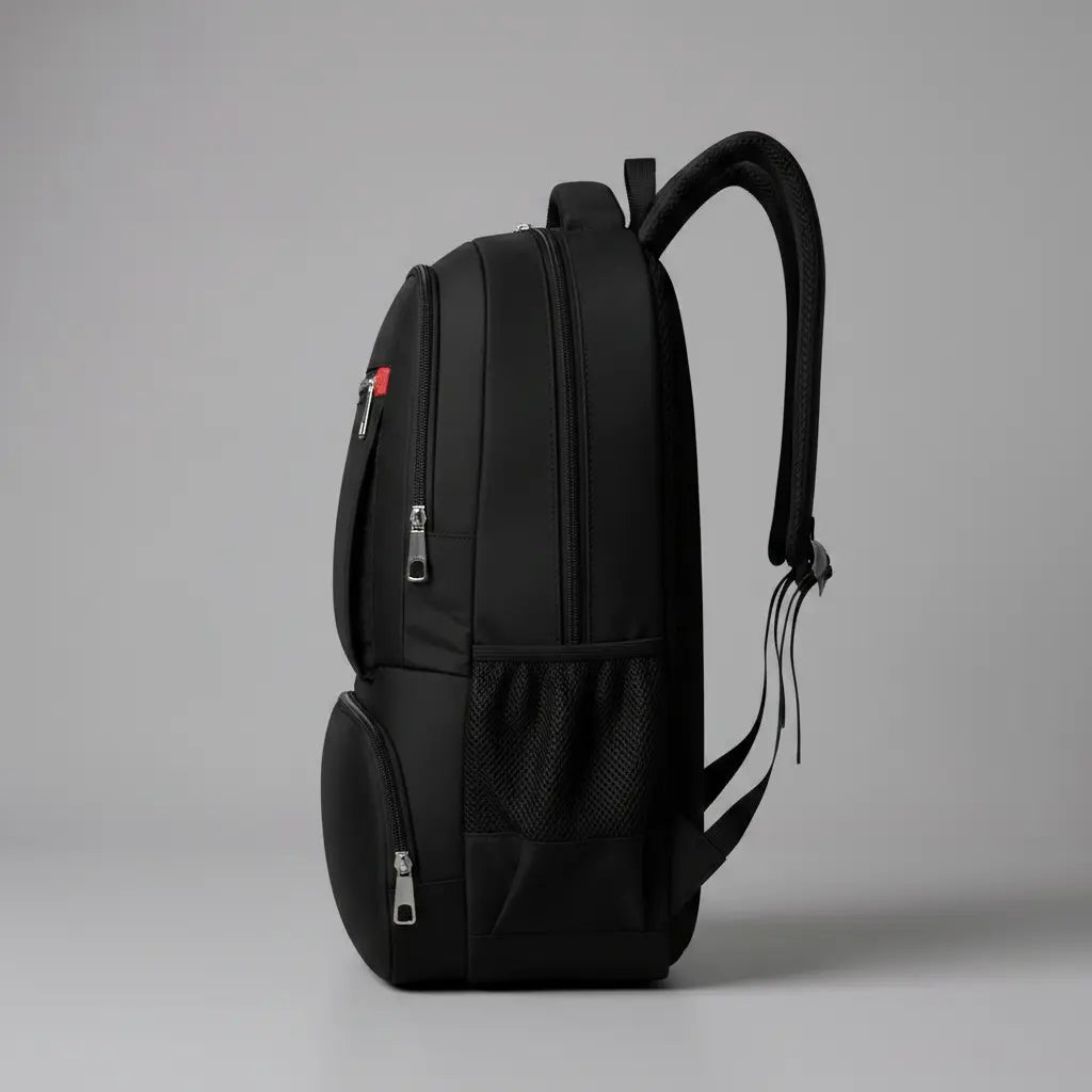 Grand sac à dos isotherme Noir, vue de profil