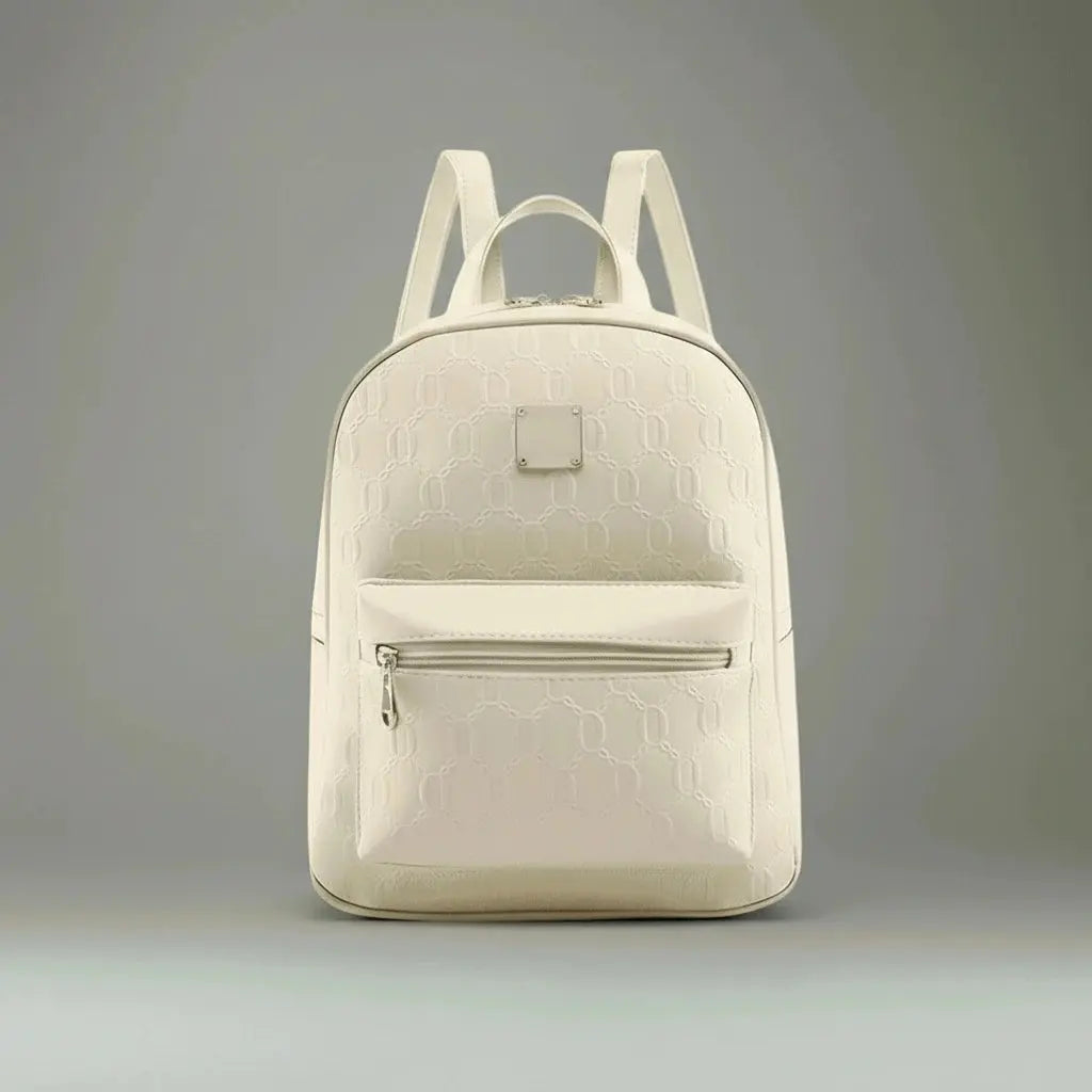 Petit sac à dos cuir élégant Blanc, vue de face sur fond neutre