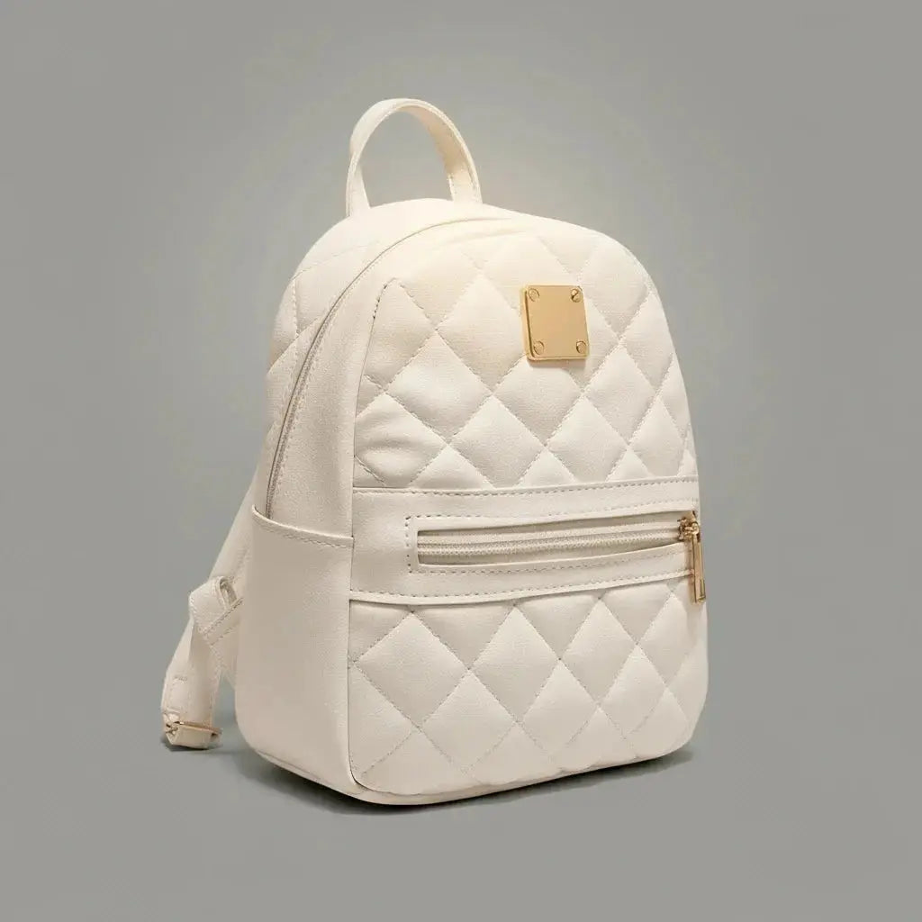 Petit sac à dos cuir femme Blanc, vue de profil
