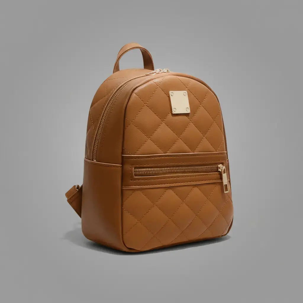 Petit sac à dos cuir femme Marron, vue de profil