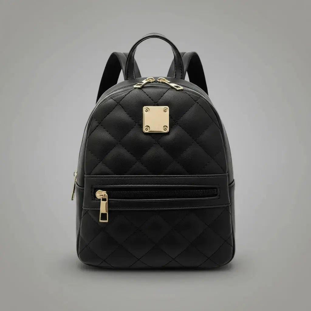 Petit sac à dos cuir femme Noir, vue de face