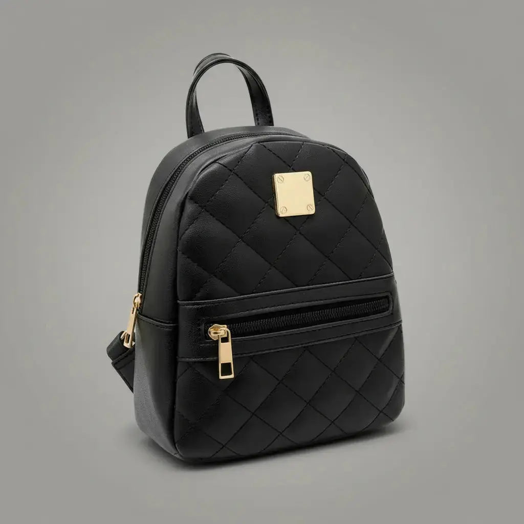 Petit sac à dos cuir femme Noir, vue de profil
