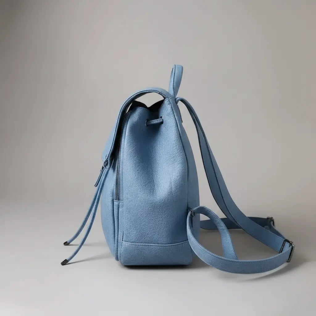 Petit Sac à Dos en Jean Femme Bleu, vue de côté