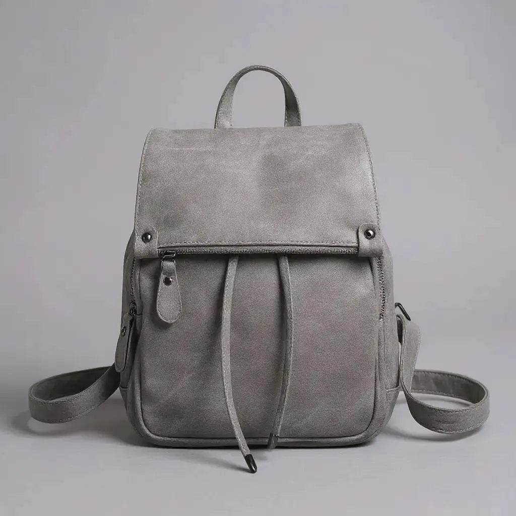 Petit Sac à Dos En Jean Femme Gris, vu de face