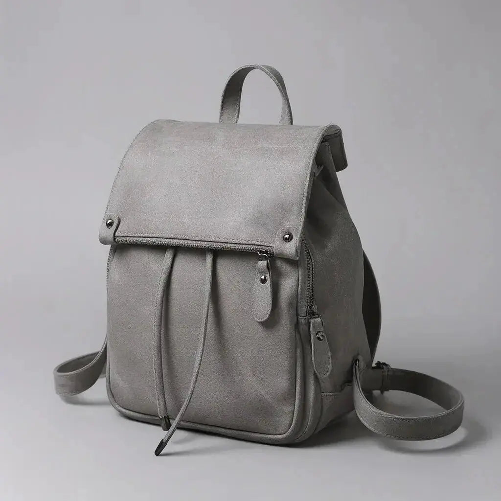 Petit Sac à Dos en Jean Femme Gris, vue de profil
