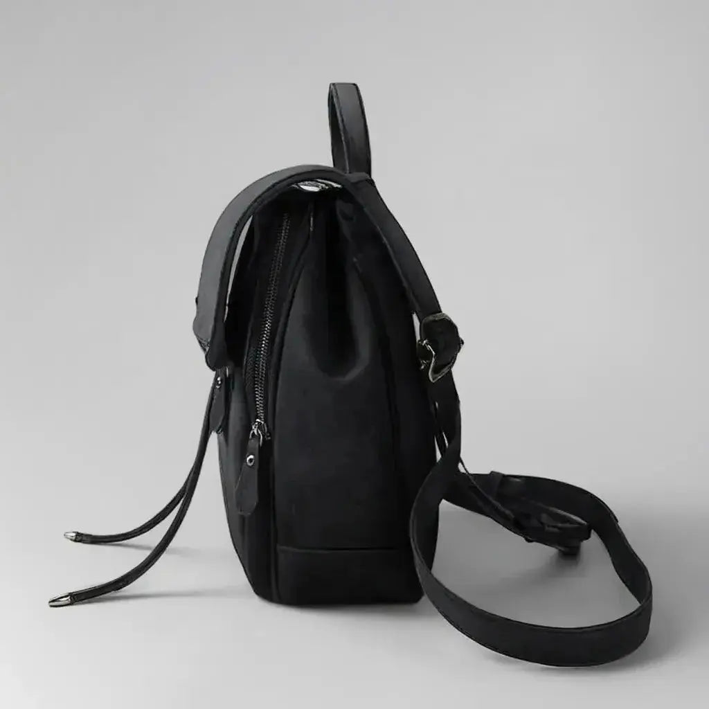 Petit Sac à Dos en Jean Femme Noir, vue de côté
