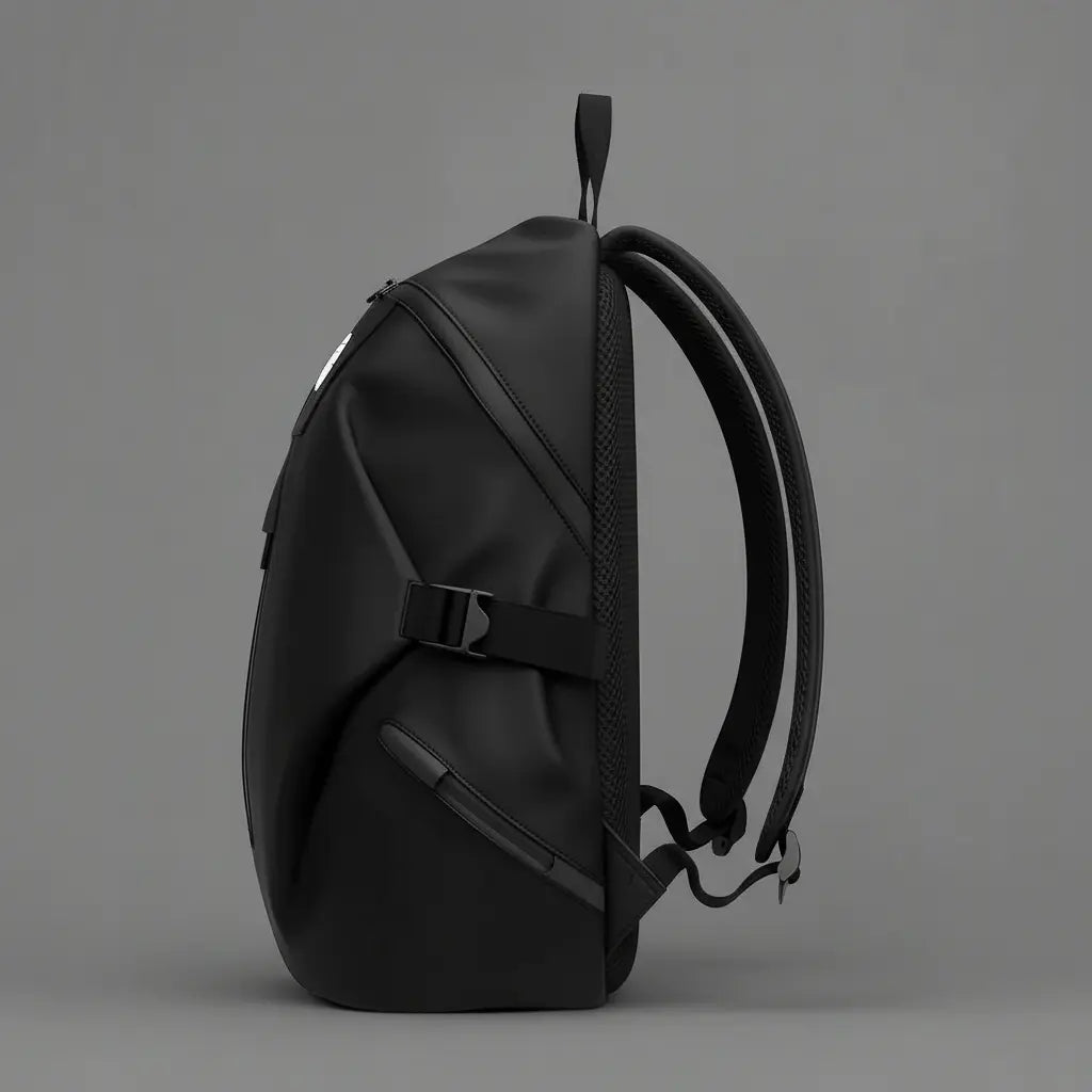 Sac à dos 2 roues Noir, vue de côté détaillée