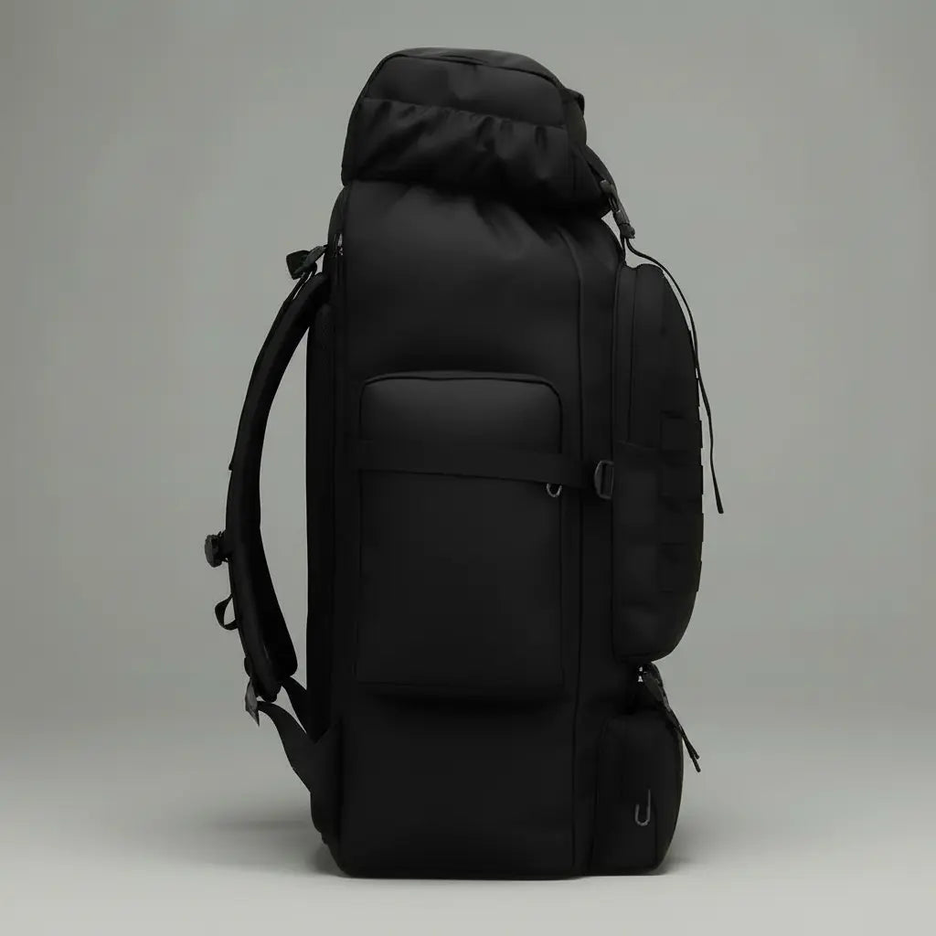 Sac a dos alpiniste militaire Neutre Noir, vue de côté