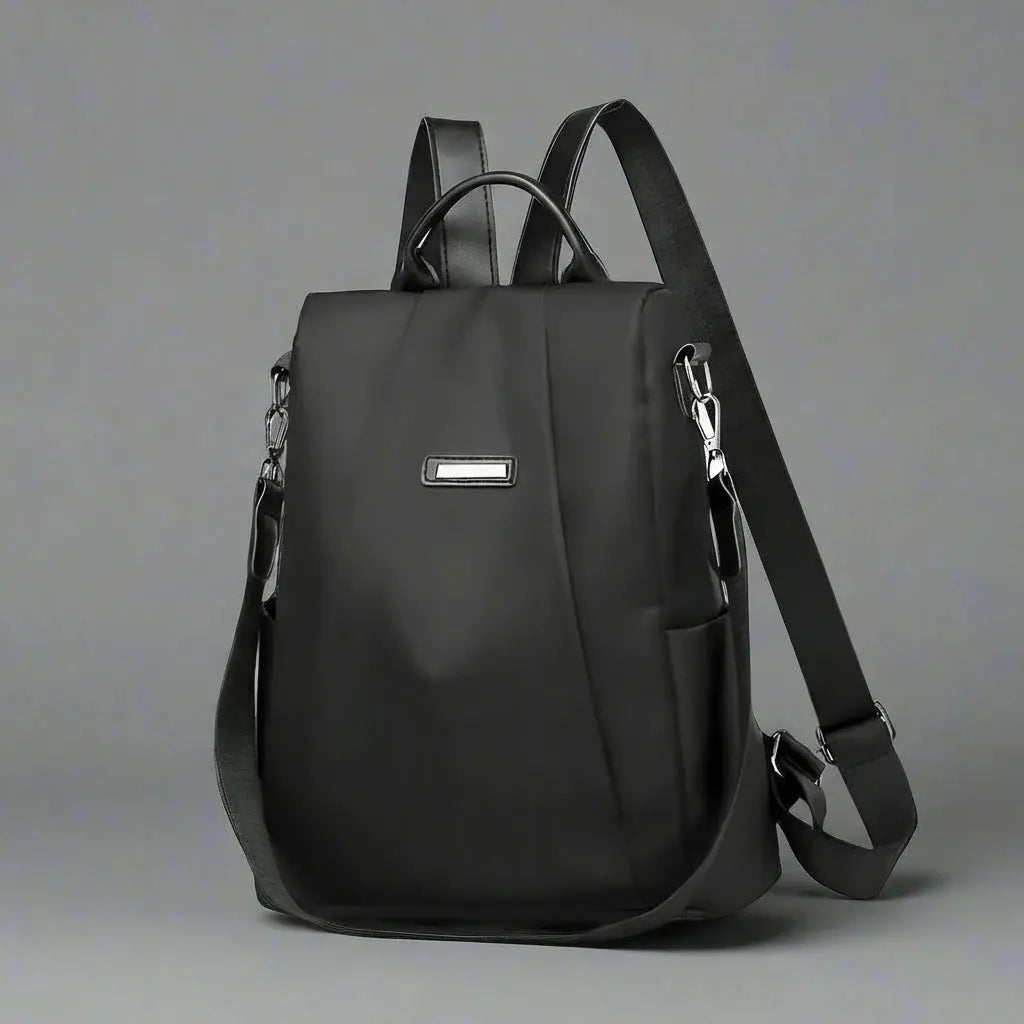 Sac à dos antivol femme nylon Noir, vue de profil