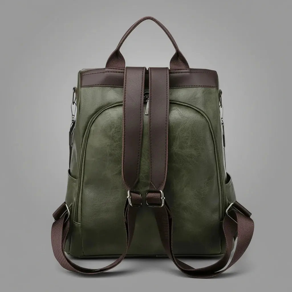 Sac a dos antivol vintage Vert, vue de dos