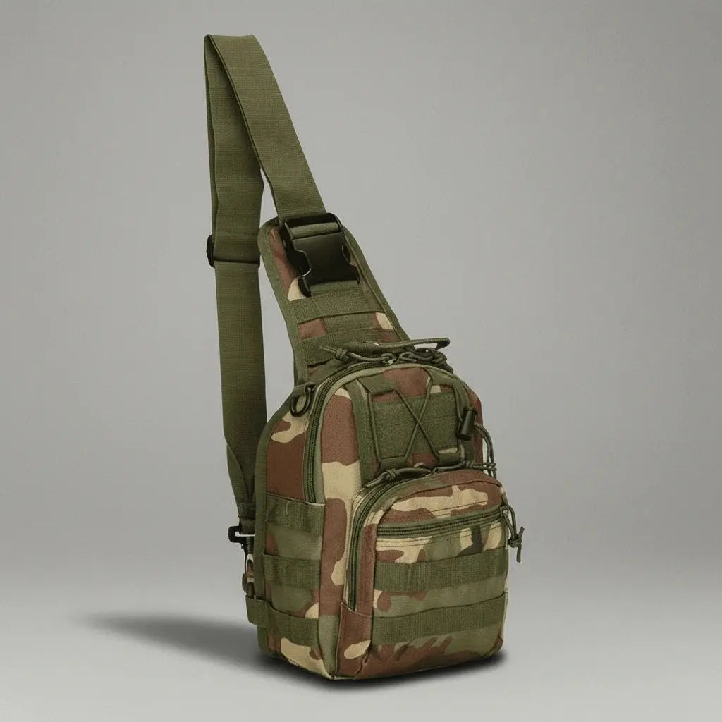 Sac à dos bandoulière Camouflage Jungle, vue de profil