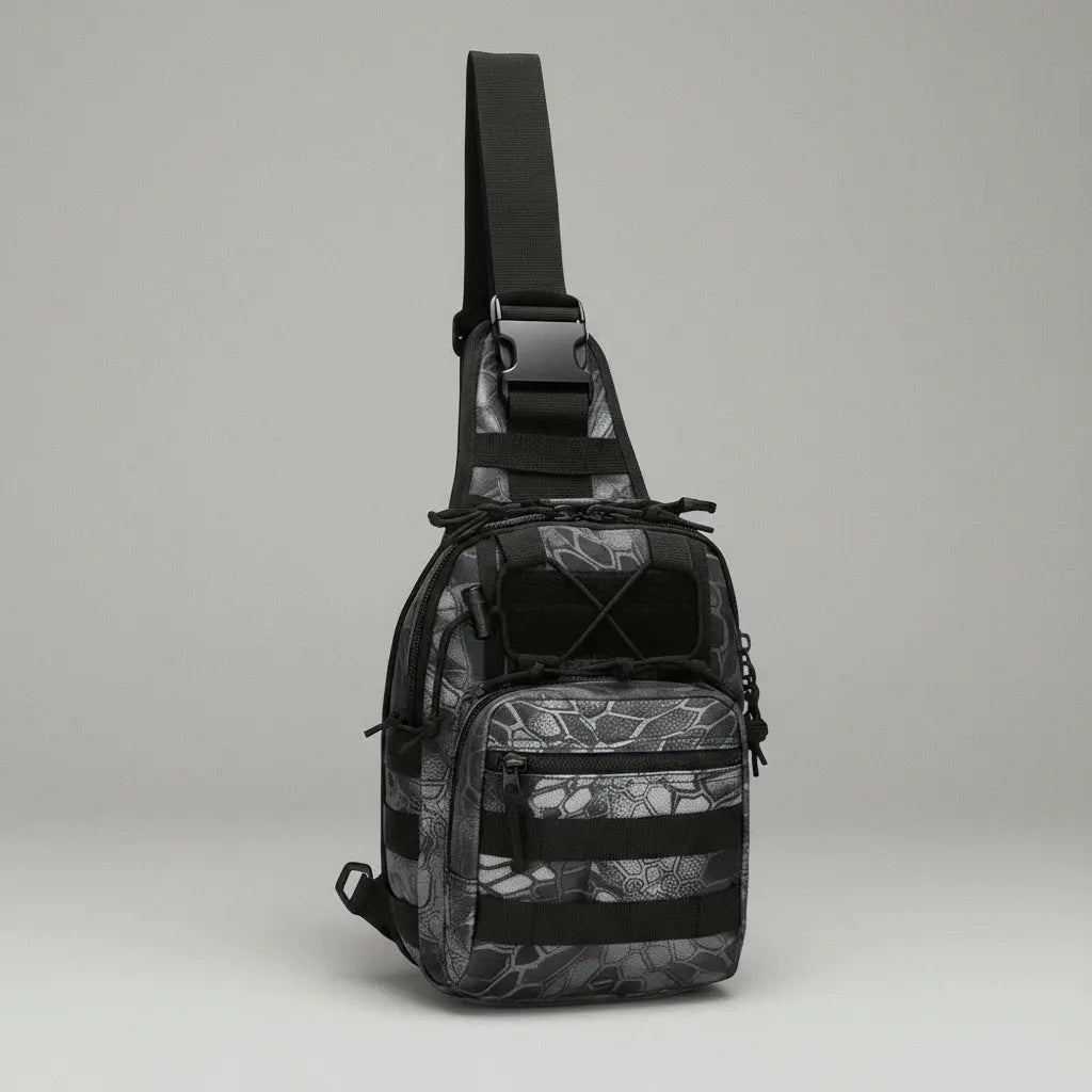 Sac à dos bandoulière Python Noir, vue de profil