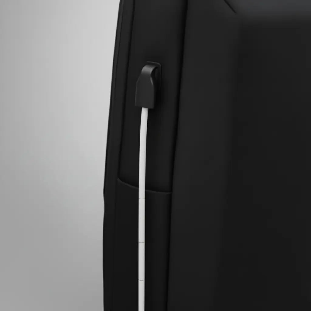 Sac à dos business homme Noir, zoom sur le port de charge USB externe