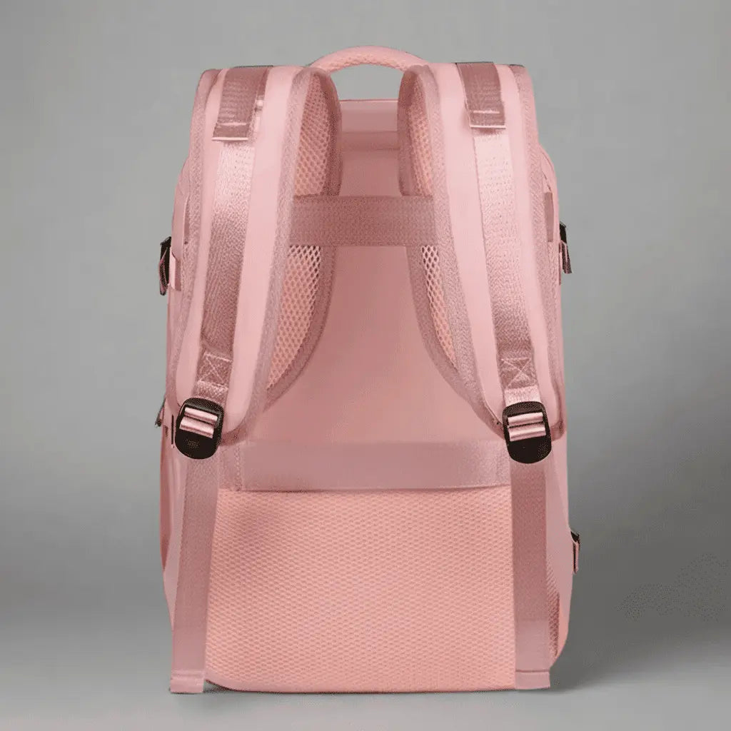 Sac à dos cabine imperméable Rose, vue de dos avec bretelles