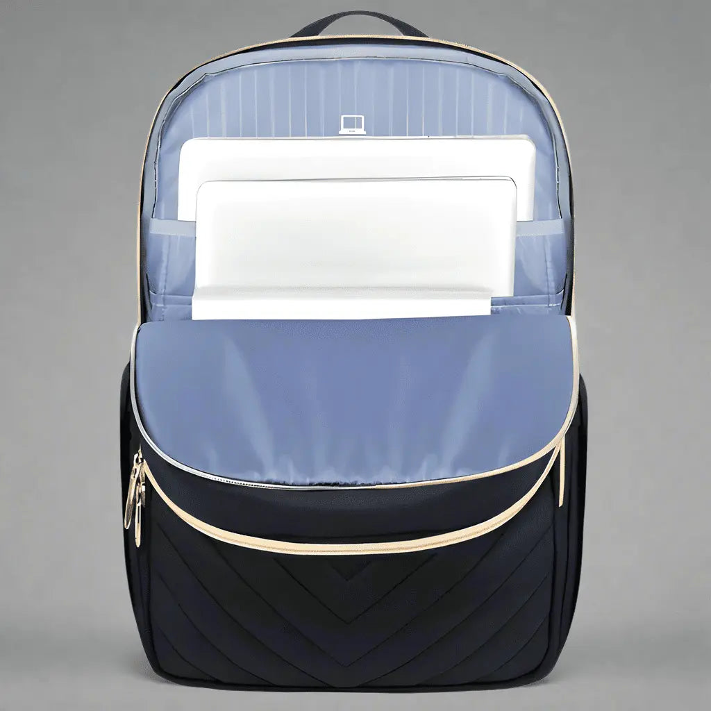 Sac à dos cabine léger Noir, intérieur du compartiment principal avec ordinateurs portables