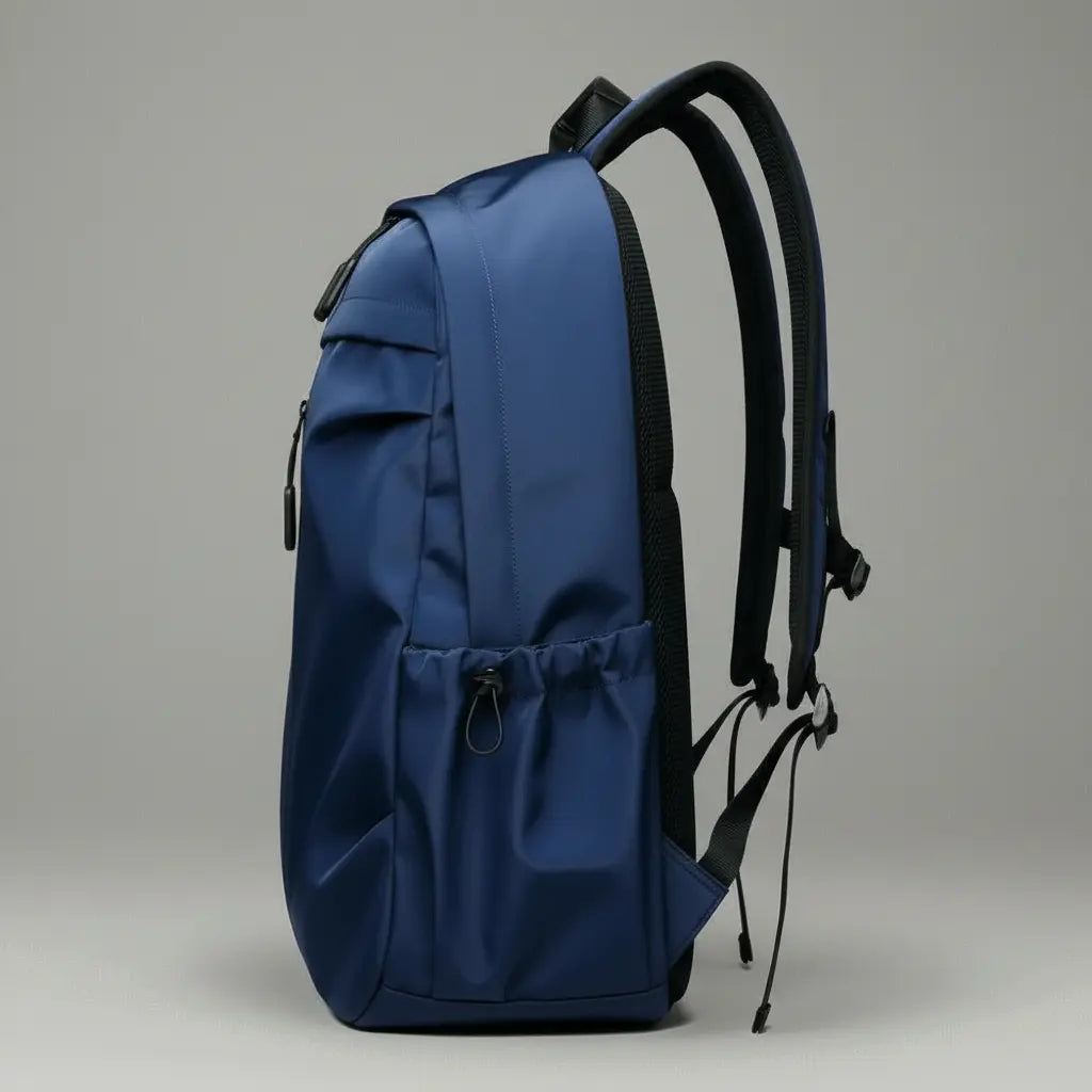 Sac à dos cours minimaliste Bleu, vue de côté