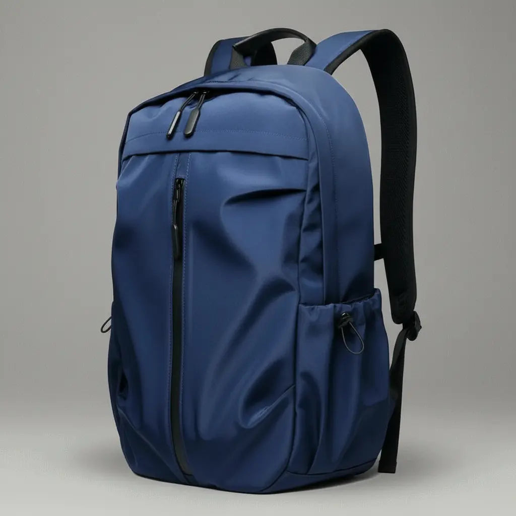 Sac à dos cours minimaliste Bleu, vue de profil