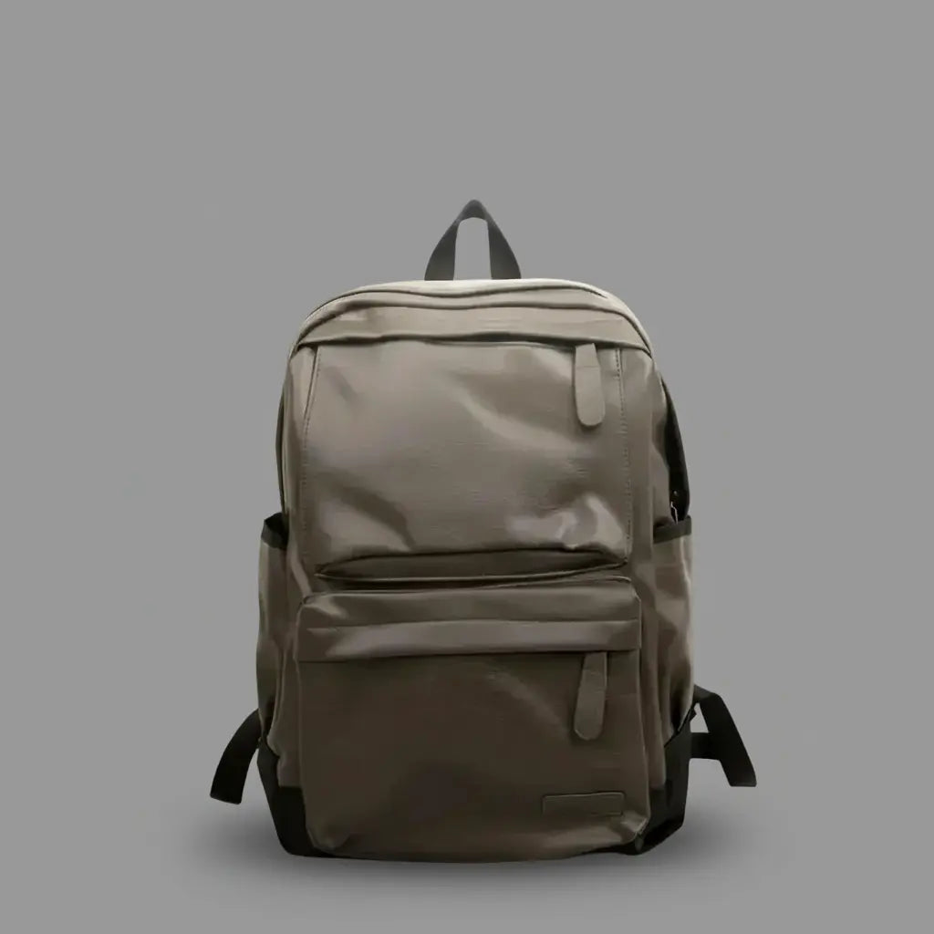 Sac à dos cuir étudiant Gris, vue de face