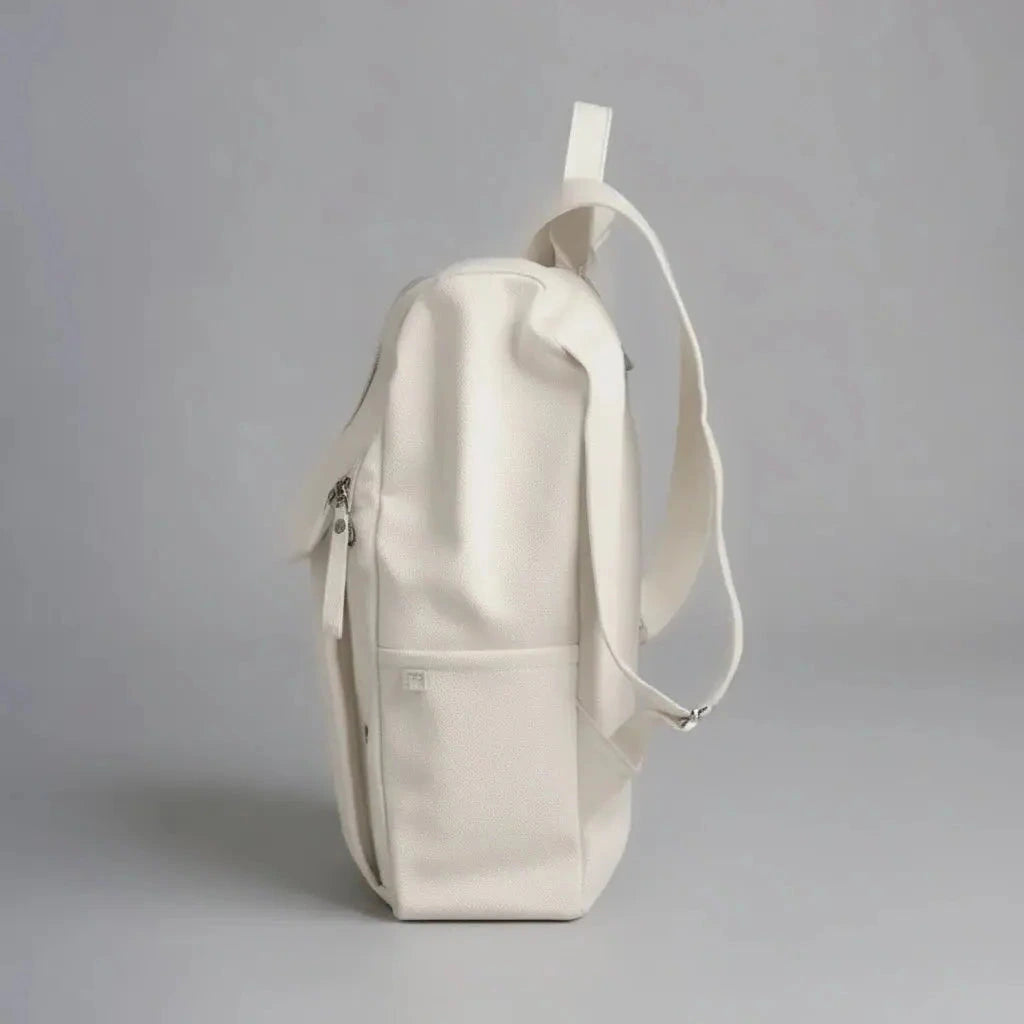 Sac à dos cuir homme moderne Blanc, vue de profil