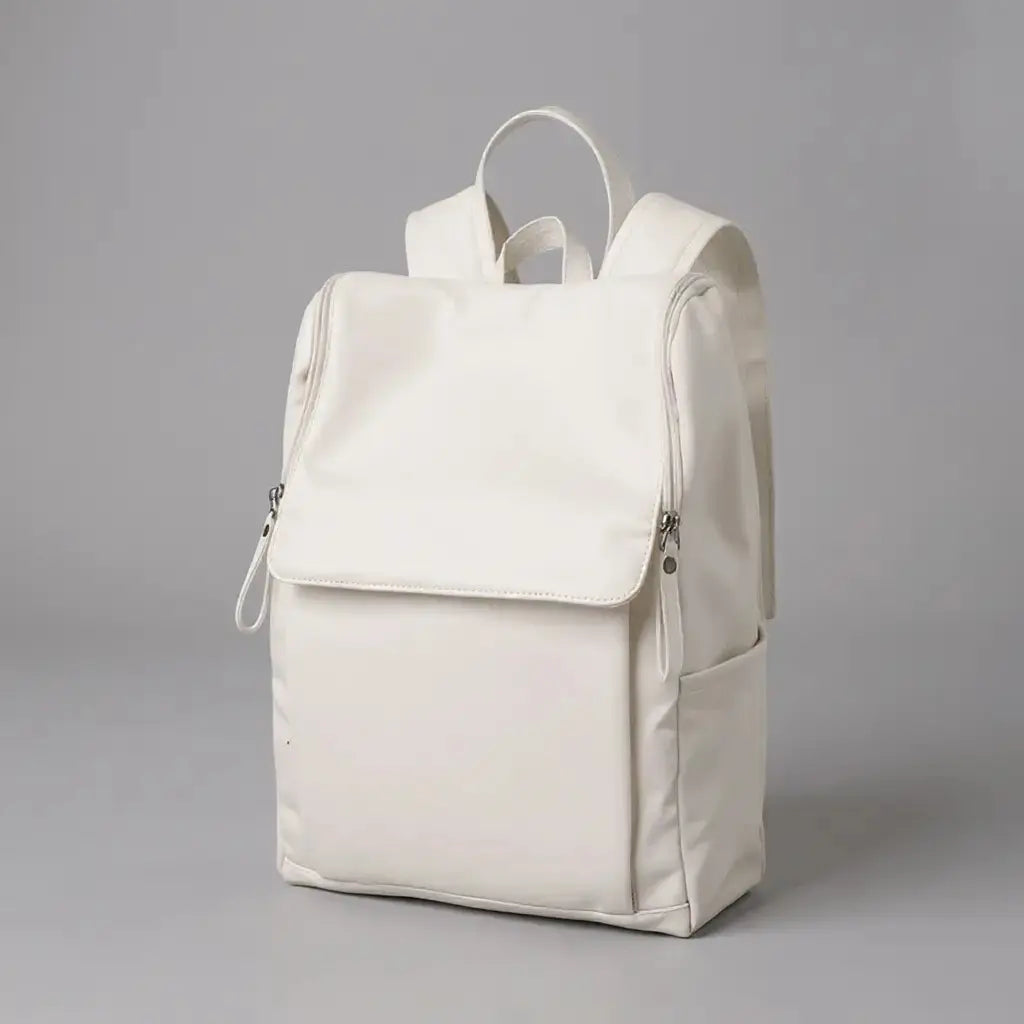 Sac à dos cuir homme moderne Blanc, vue de trois quart