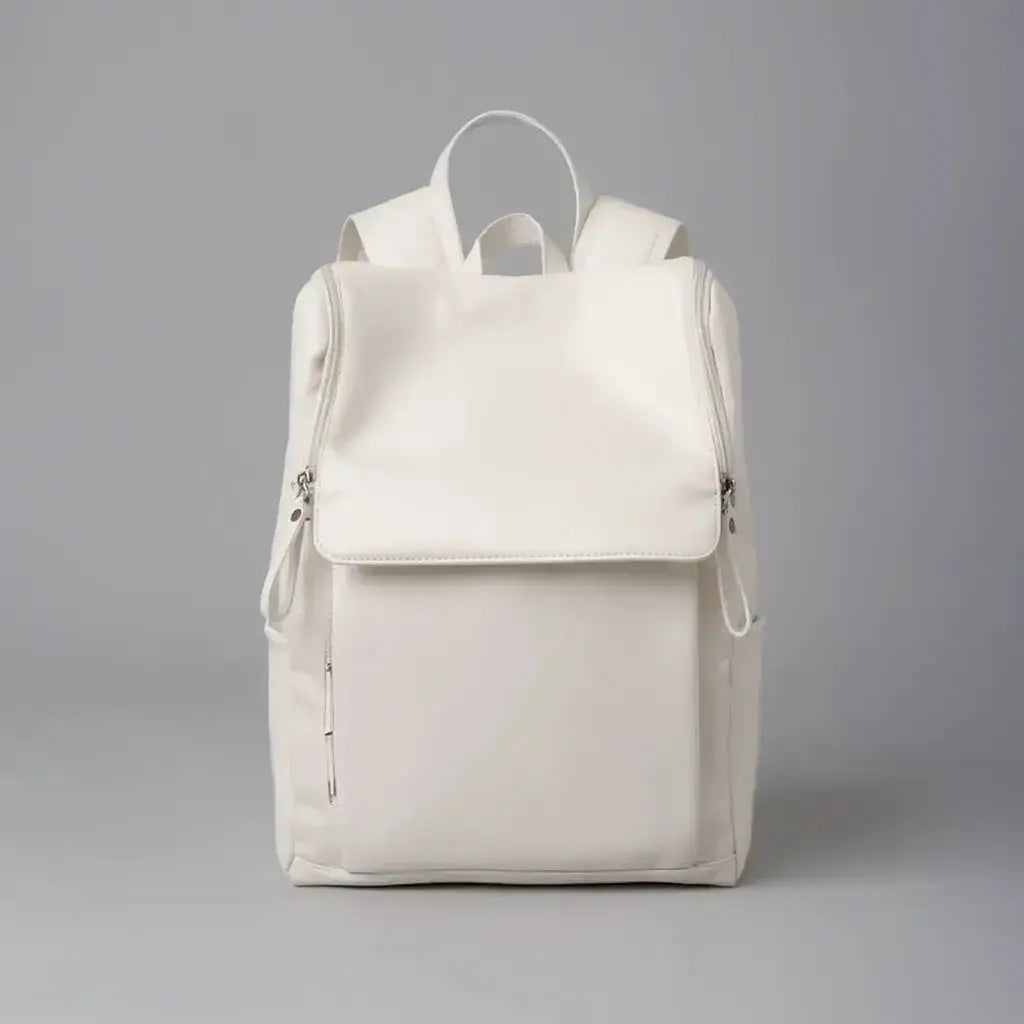 Sac à dos cuir homme moderne Blanc, vue de face