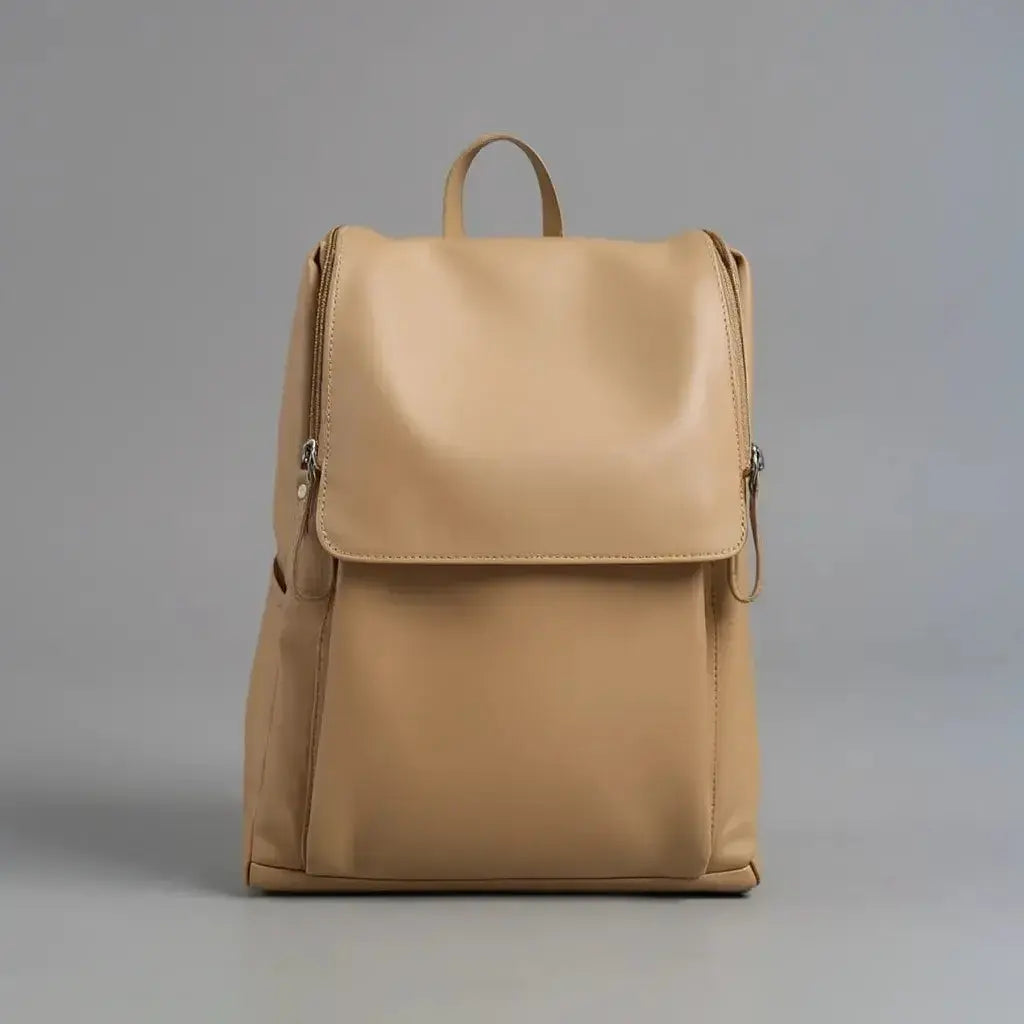 Sac à dos cuir homme moderne Khaki, vue de face