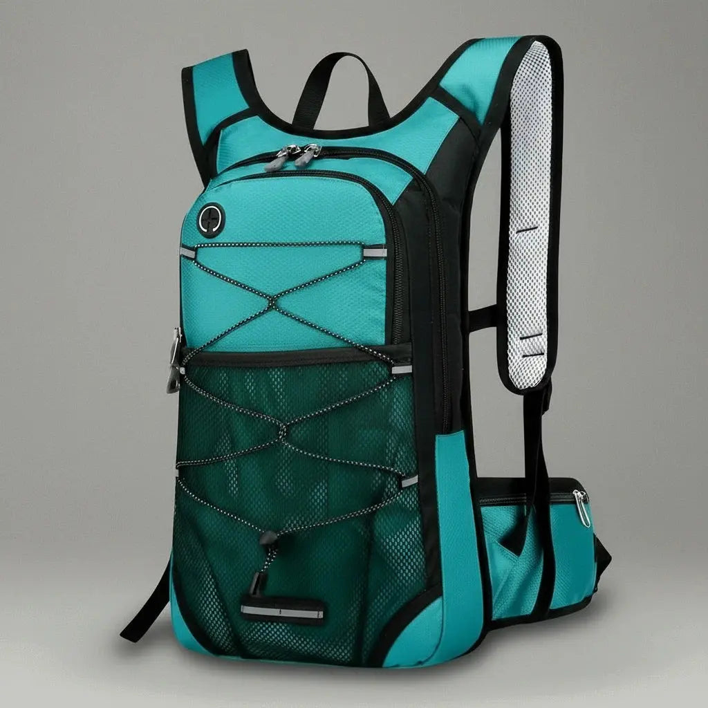 Sac a dos de sport plein air Bleu-Vert, vue de profil