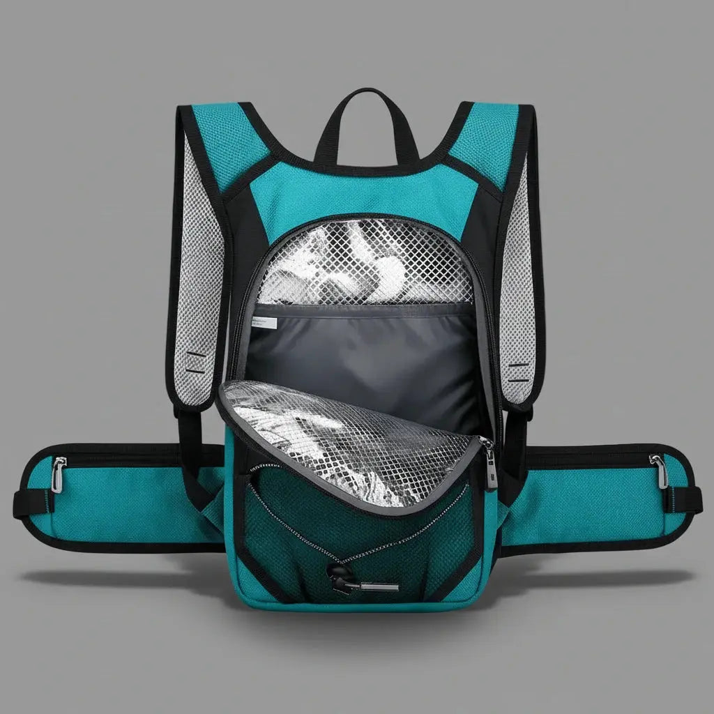Intérieur du Sac a dos de sport plein air, avec ses compartiments et rangements
