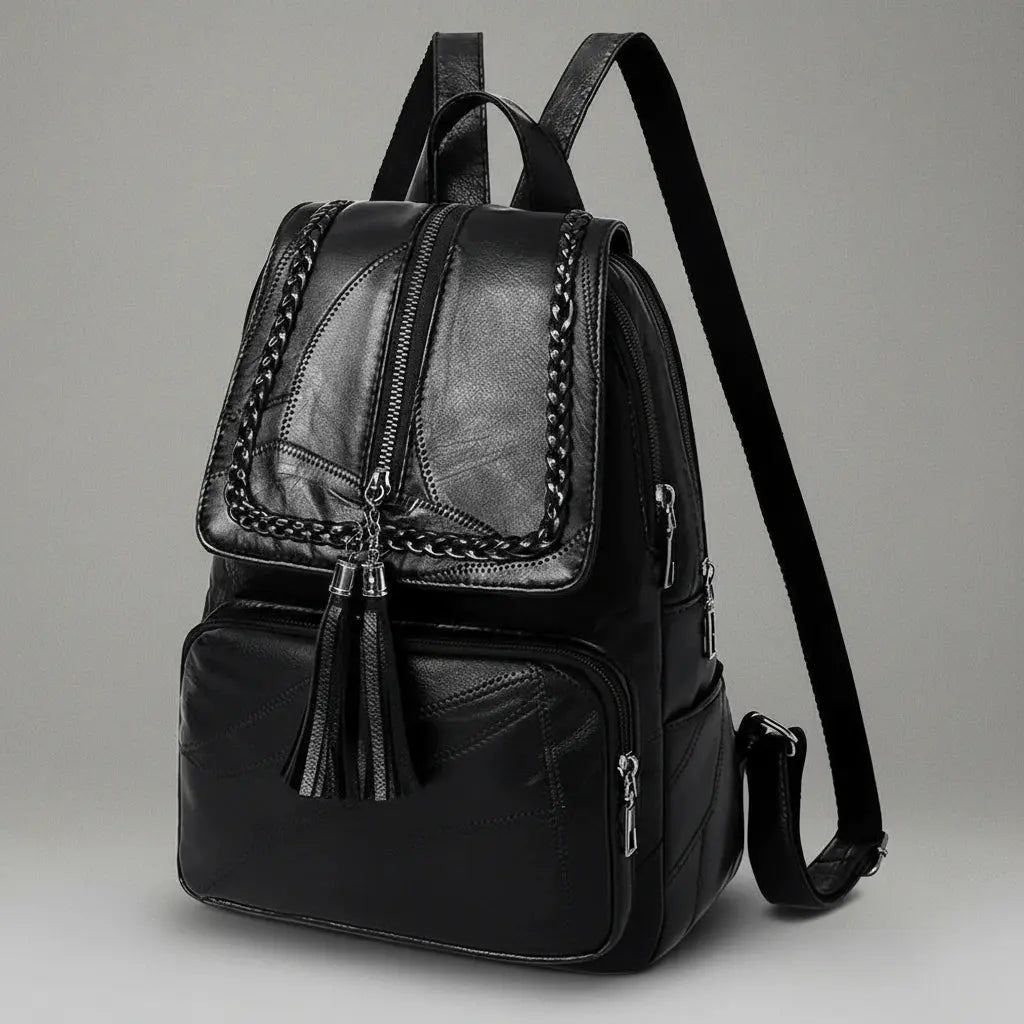 Sac à dos en cuir de haute qualité Noir, vue de profil