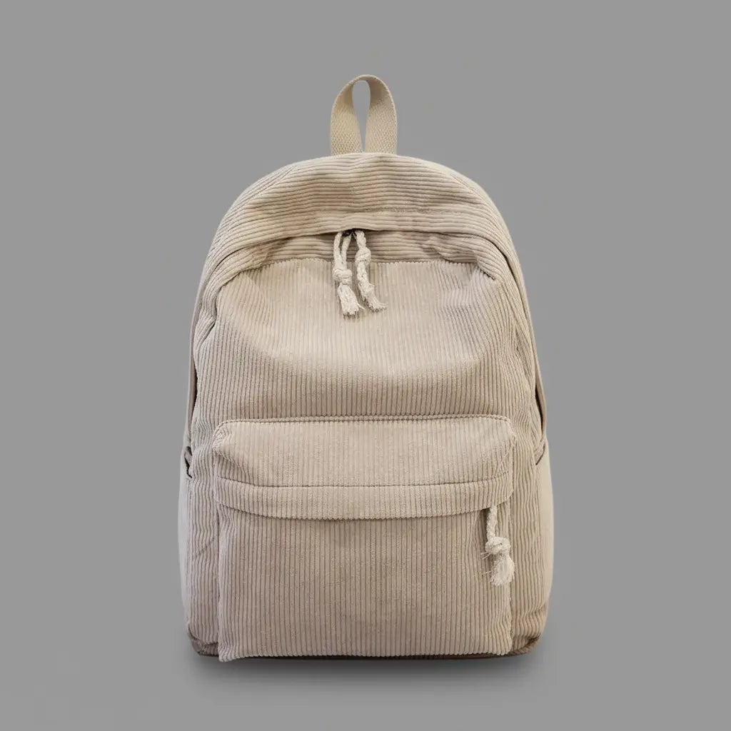 Sac à dos en velours Beige, vue de face