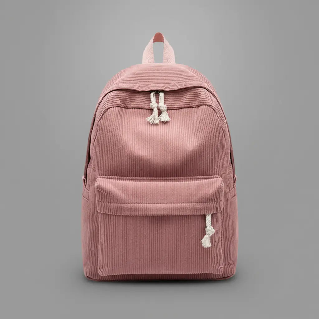 Sac à dos en velours Rose, vue de face