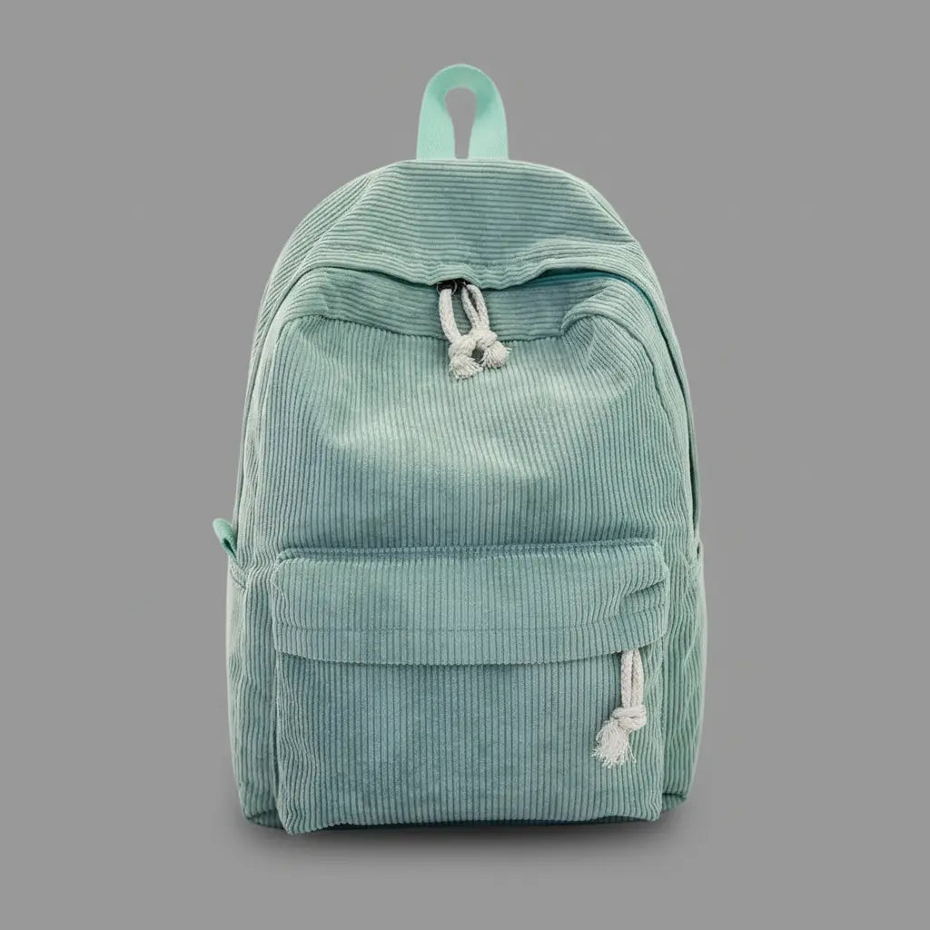 Sac à dos en velours Vert, vue de face