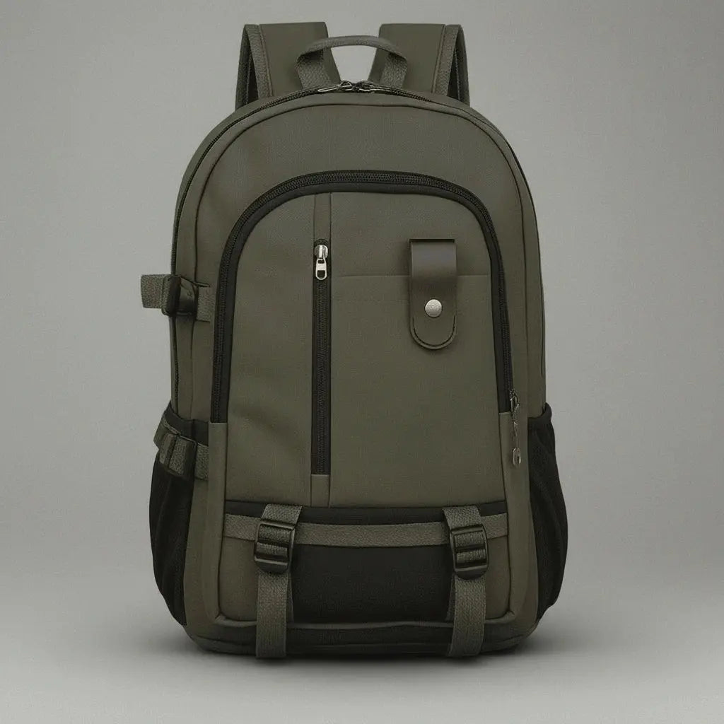 Sac à dos étudiant homme Vert armée, vue de face