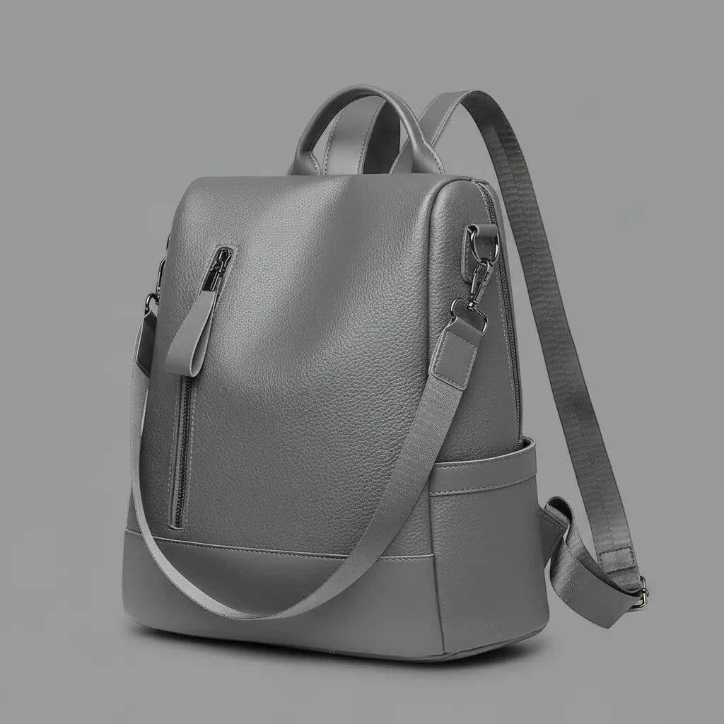 Sac à dos femme pratique Gris, vue de profil