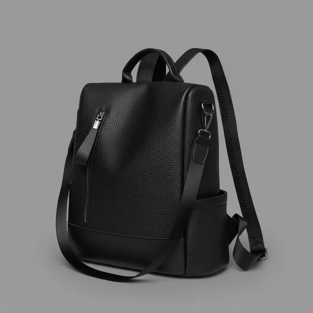 Sac à dos femme pratique Noir, vue de profil