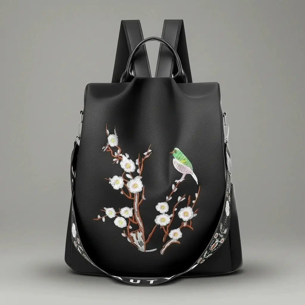 Sac à dos femme sakura Noir, vue de face