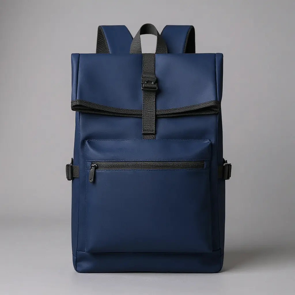 Sac à dos homme rolltop Bleu, vue de face