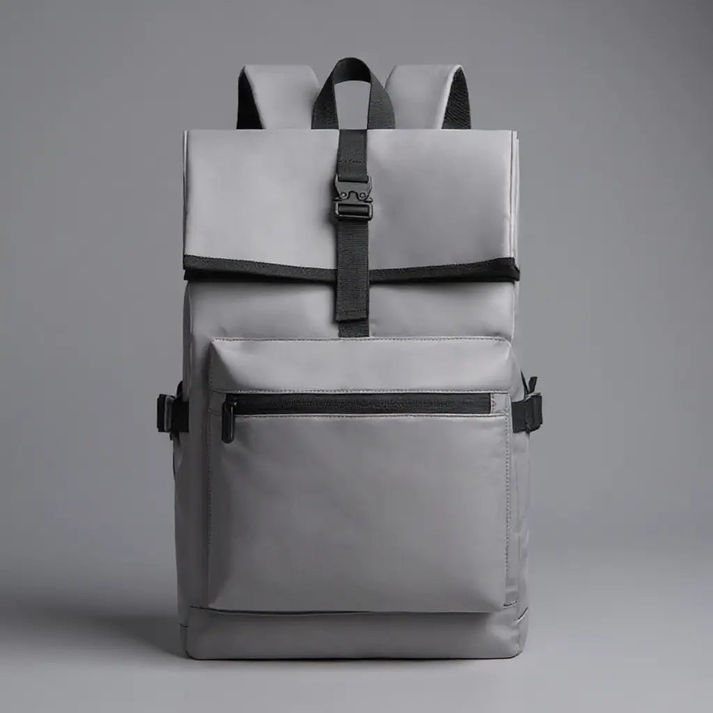 Sac à dos homme rolltop Gris, vue de face
