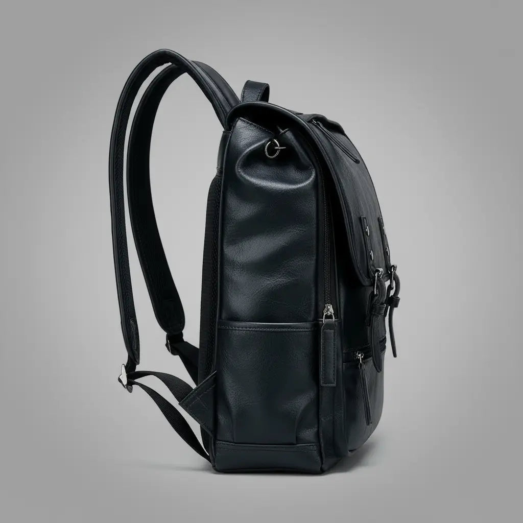 Sac à dos homme ville chic Noir, vue de côté