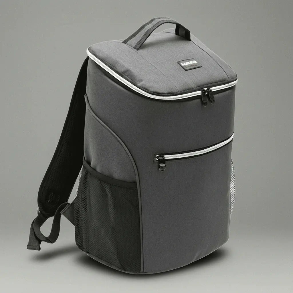 Sac à dos isotherme grande capacité Gris, vue de profil