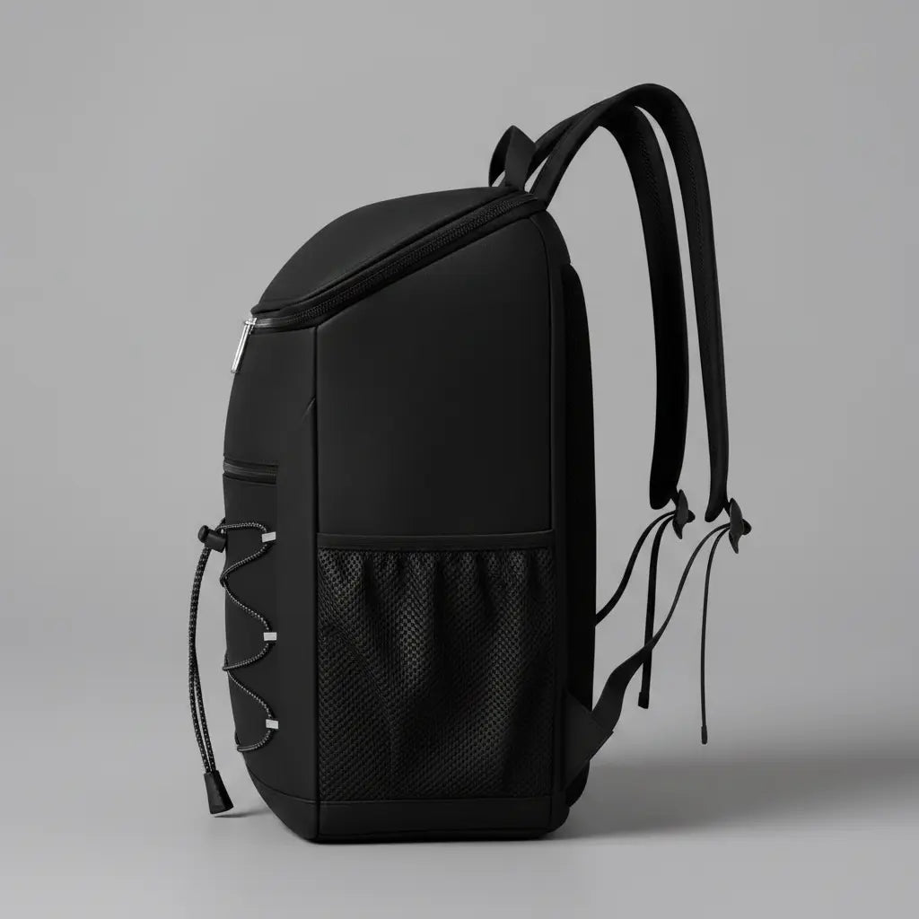 Sac à dos isotherme imperméable léger Noir, vue de profil de côté