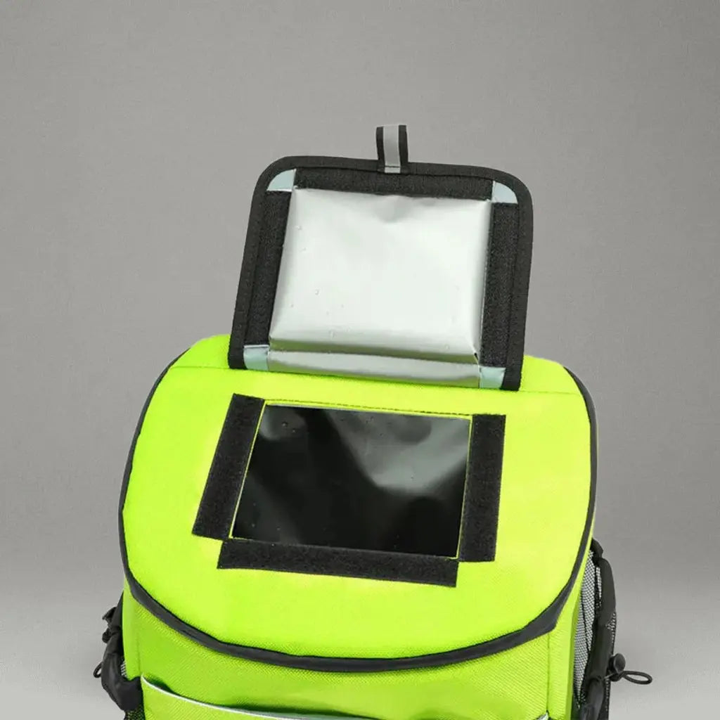 Détail de l'intérieur du sac à dos isotherme pique-nique Vert, compartiment supérieur