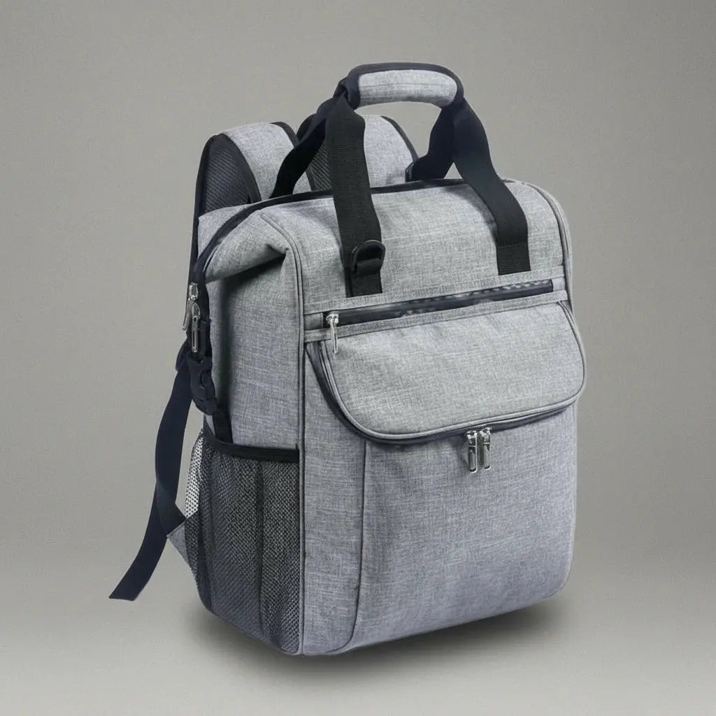 Sac à dos isotherme pliable Gris, vue de profil