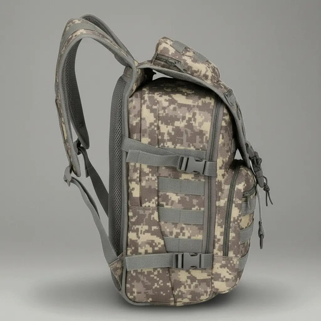 Sac à dos militaire imperméable Camouflage Digital, vue de côté
