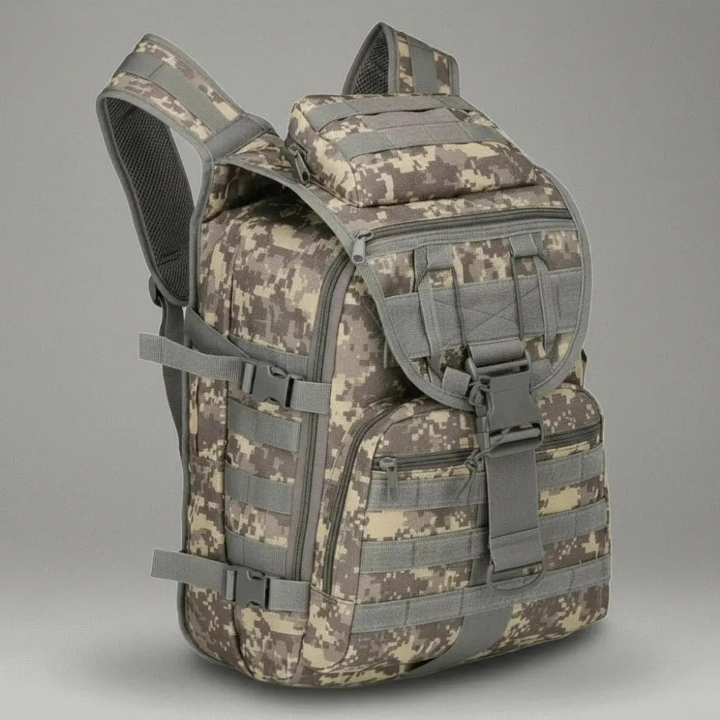 Sac à dos militaire imperméable Camouflage Digital, vue de profil