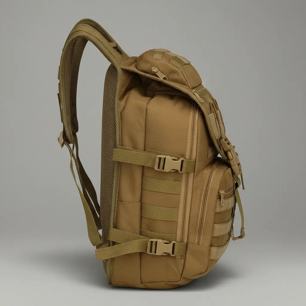Sac à dos militaire imperméable Neutre brun, vue de côté