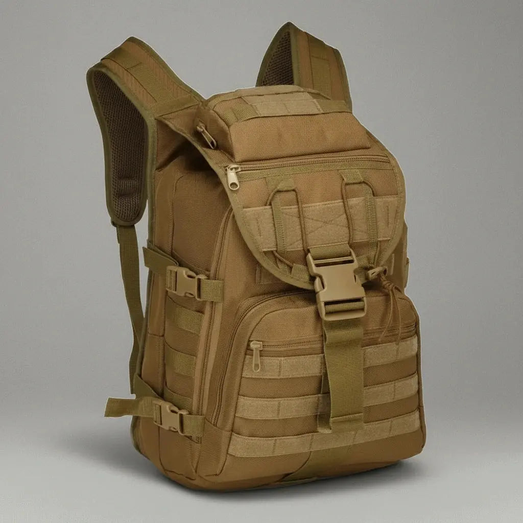 Sac à dos militaire imperméable Neutre Brun, vue de profil