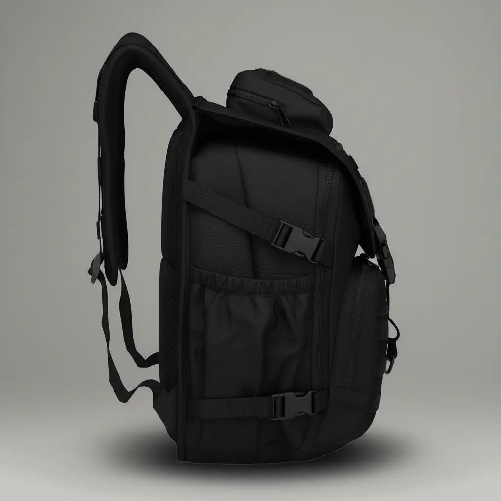 Sac à dos militaire imperméable Neutre noir, vue de côté