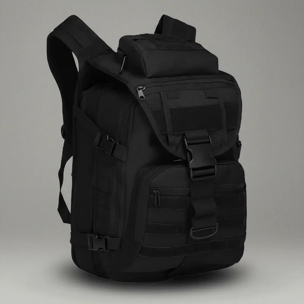 Sac à dos militaire imperméable Neutre Noir, vue de profil